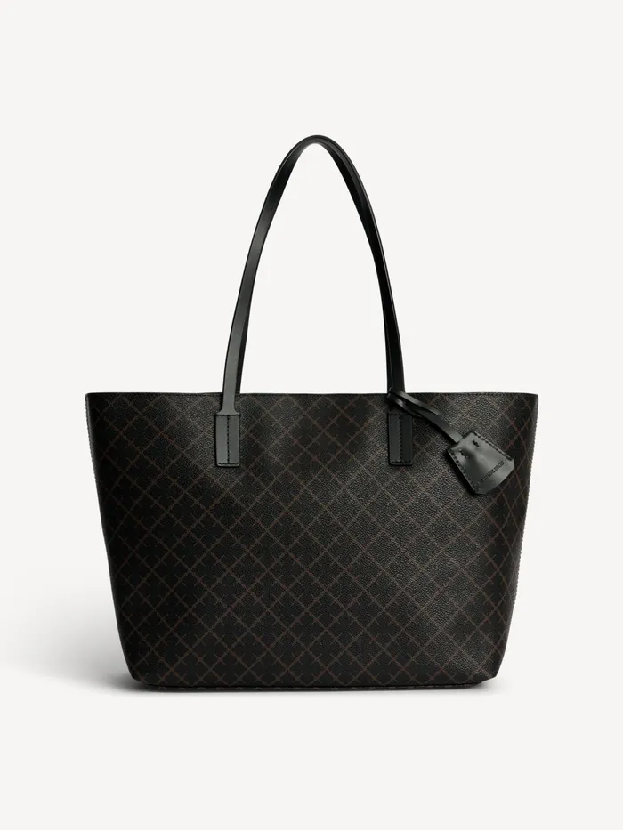 Bags Women By Malene Birger Abigail Printed Tote Bag Dark Chokolate