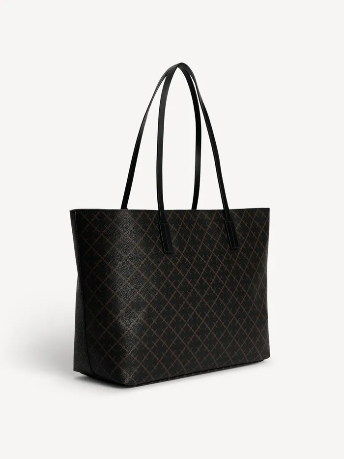 Bags Women By Malene Birger Abigail Printed Tote Bag Dark Chokolate