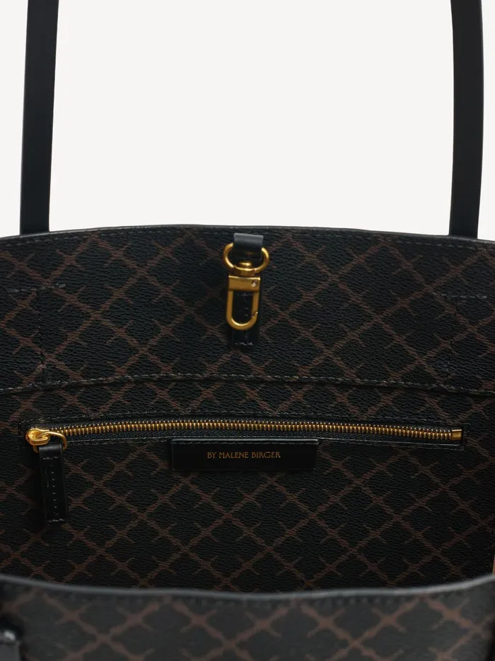 Bags Women By Malene Birger Abigail Printed Tote Bag Dark Chokolate