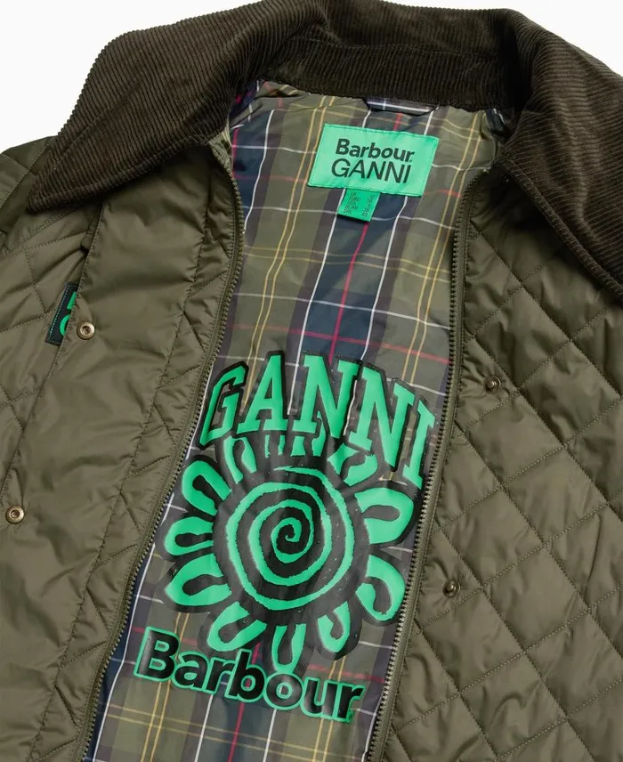 Barbour X GANNI Burghley Quilted Jacket Honeylight Trenchclassic Women Barbour Trench Coats
