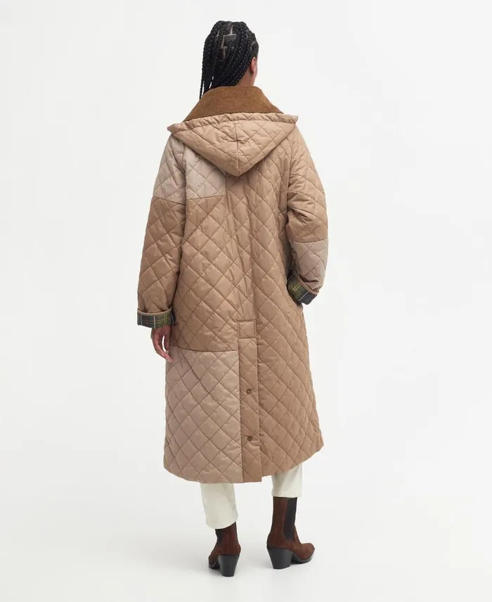 Barbour X GANNI Burghley Quilted Jacket Honeylight Trenchclassic Women Barbour Trench Coats