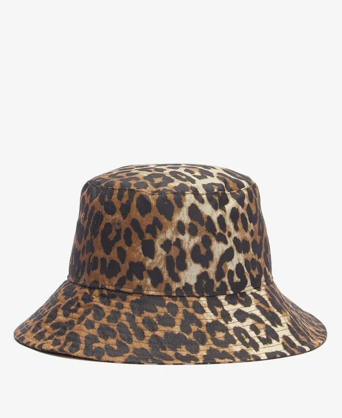 Barbour X GANNI Waxed Leopard Bucket Hat Leopard Print Women Barbour Hats