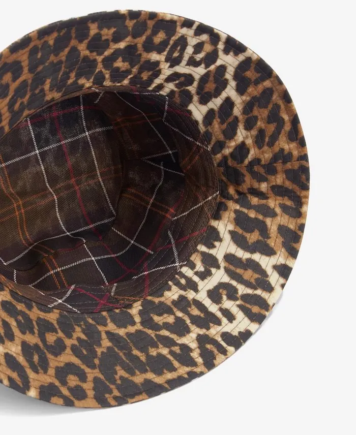 Barbour X GANNI Waxed Leopard Bucket Hat Leopard Print Women Barbour Hats