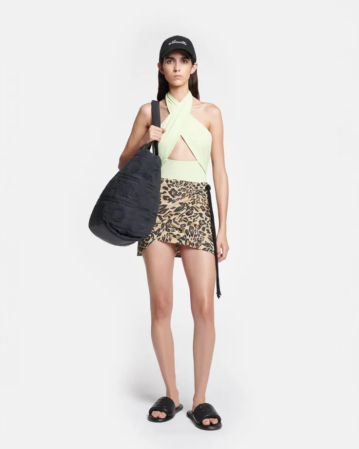 Baruba Printed CottonVoile Wrap Mini Skirt Leopard Women Nanushka Bottoms