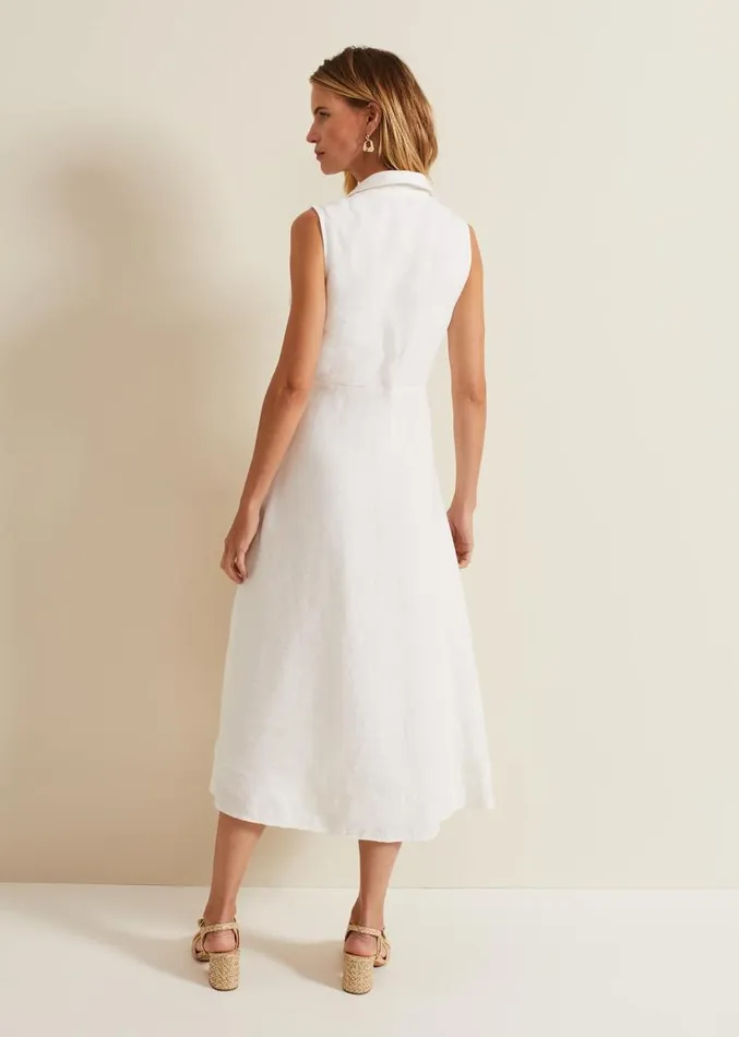 Becky Tie Front Midi Dress White Women Phase Eight Dresses