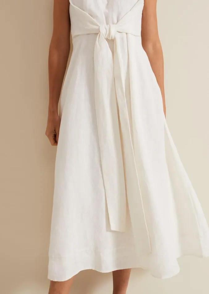 Becky Tie Front Midi Dress White Women Phase Eight Dresses