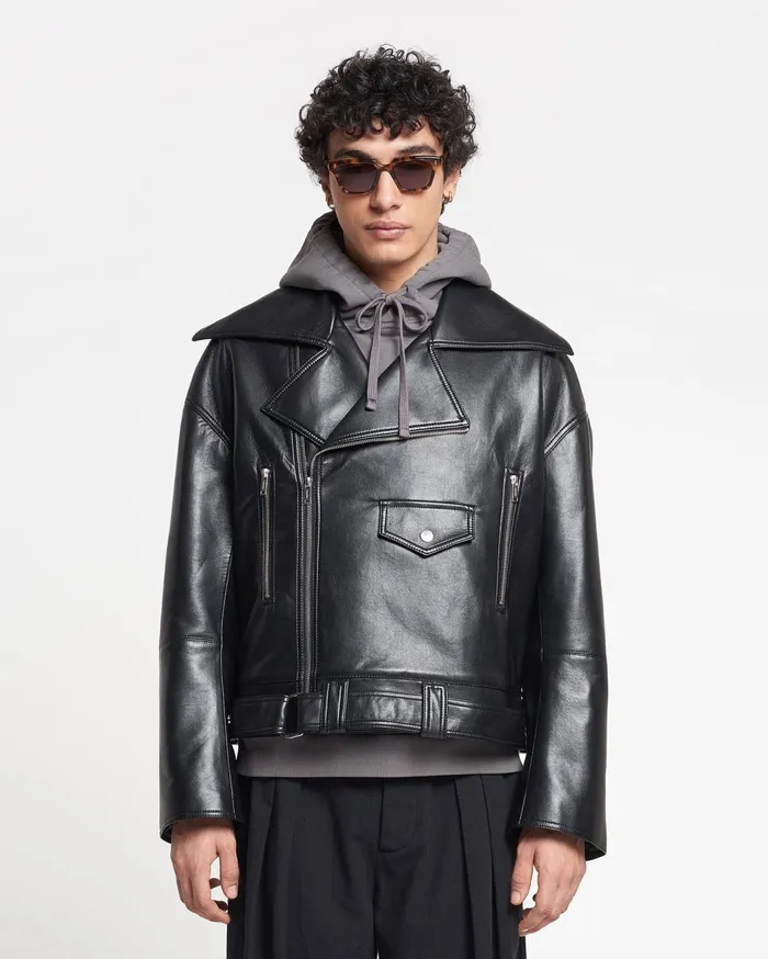 Berti Regenerated Leather Jacket Black Men Nanushka Outerwear and Jackets