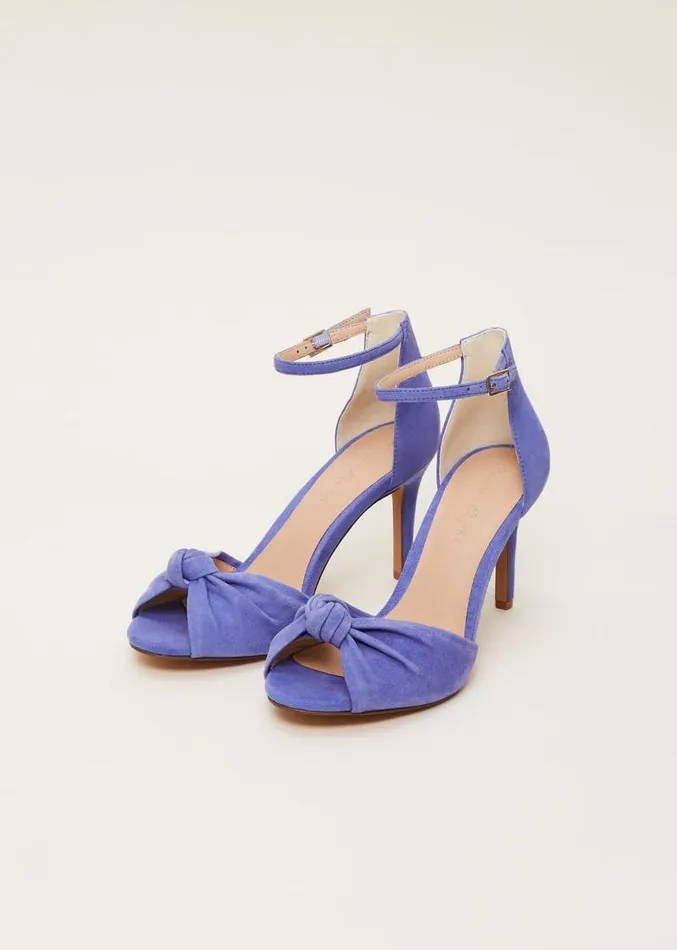 Blue Suede Open Toe Heels Foxglove Blue Women Phase Eight Occasion Shoes