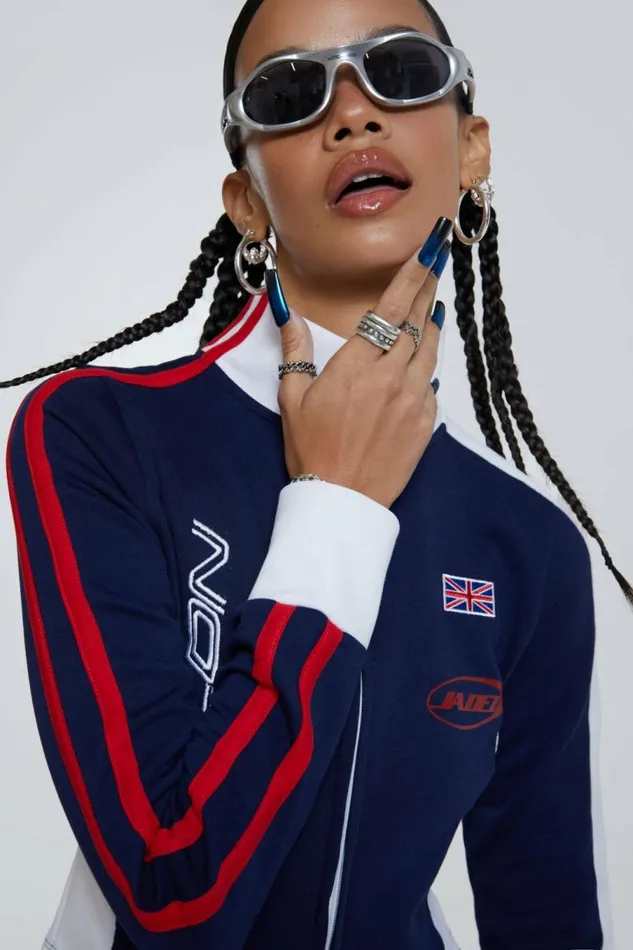 Blueprint Track Jacket With Full Zip Stone Women Jaded London Blueprint Track Jacket With Full Zip Stone Women Jaded London