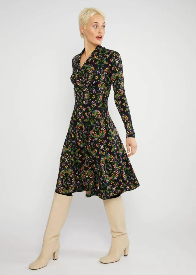 Blutsgeschwister Autumn Dress Shalala Tralala Shawl Black Women Dresses