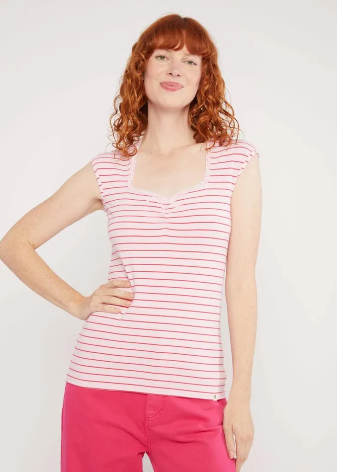 Blutsgeschwister Breton Shirt Let Romance Rule Pink Women Tops
