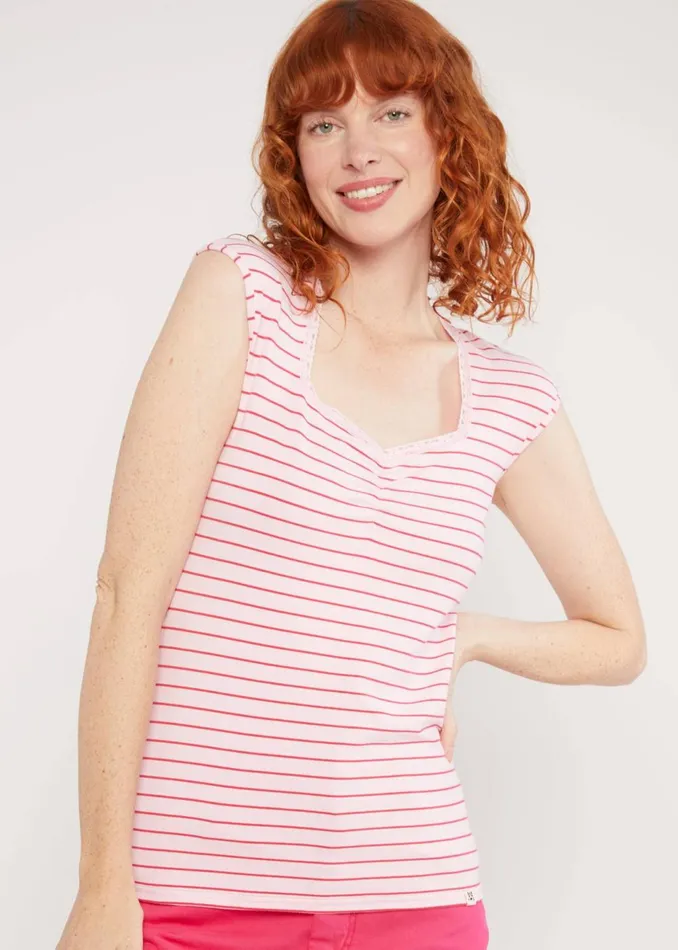 Blutsgeschwister Breton Shirt Let Romance Rule Pink Women Tops