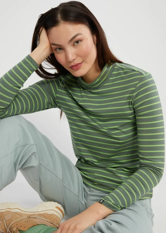 Blutsgeschwister Breton Shirt Lonely Lips Turtle Green Women Tops