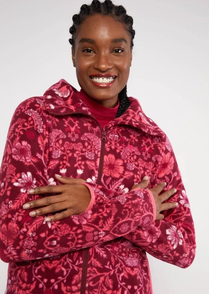 Blutsgeschwister Fleece Jacket Httenzauber Long Pink Women Sweatshirts and Hoodies