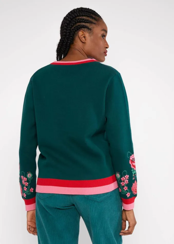 Blutsgeschwister Knitted Jumper Cosy Storyteller Green Women Knitted Jumpers