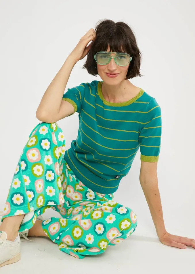 Blutsgeschwister Knitted Jumper Pretty Preppy Green Women Knitted Jumpers