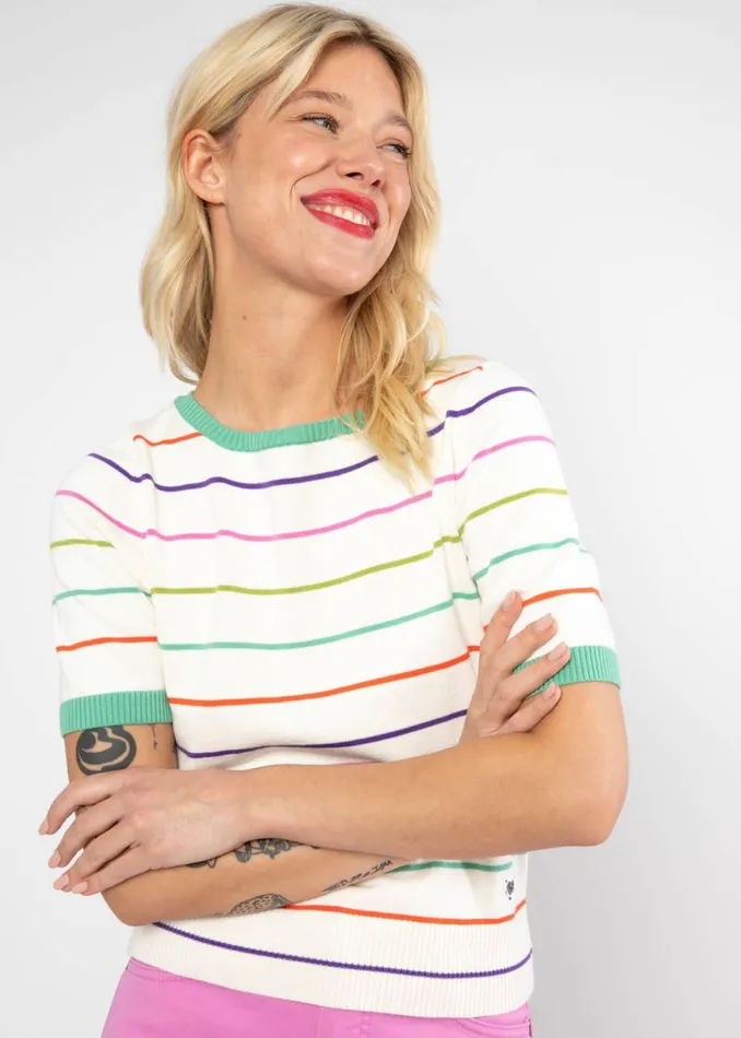 Blutsgeschwister Knitted Jumper Pretty Preppy White Women Knitted Jumpers