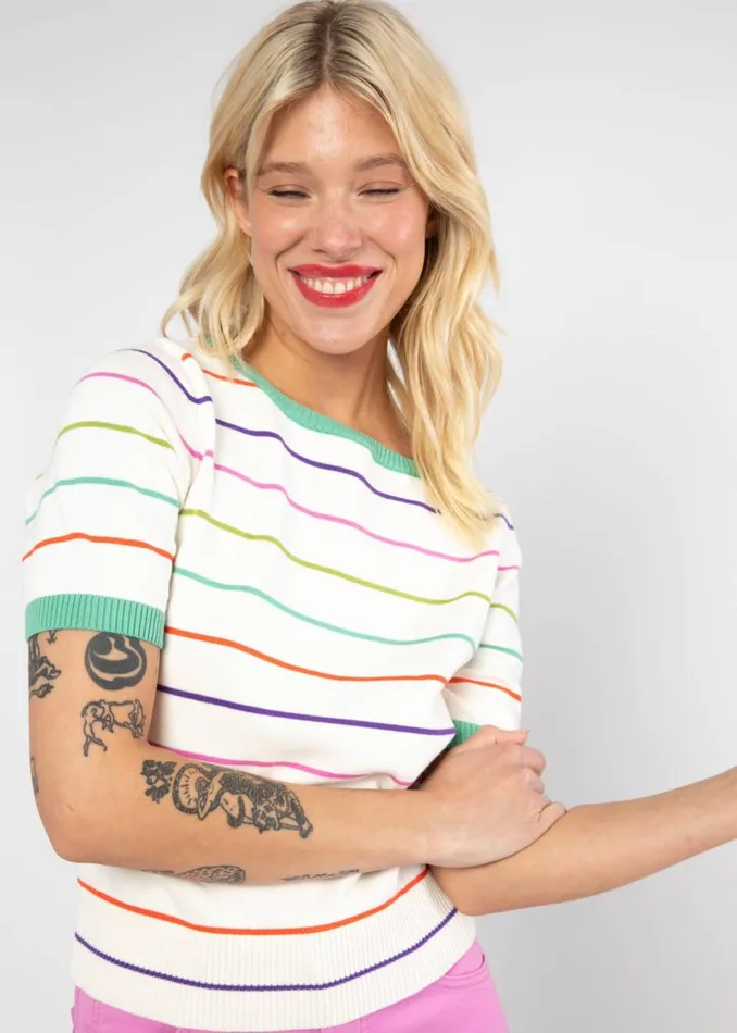 Blutsgeschwister Knitted Jumper Pretty Preppy White Women Knitted Jumpers