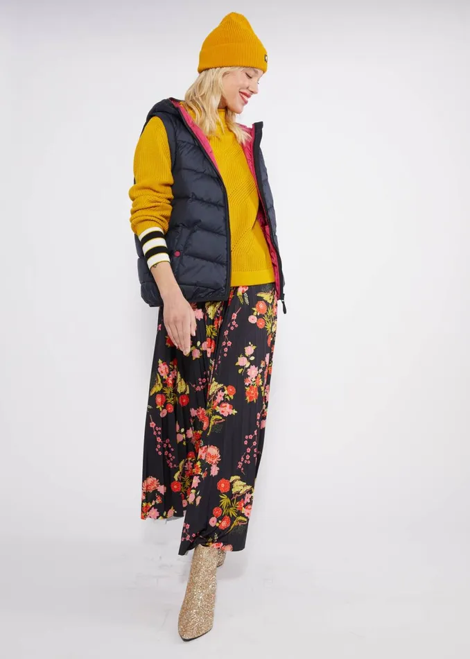 Blutsgeschwister Midi Skirt Sakura Swirls Black Women Skirts