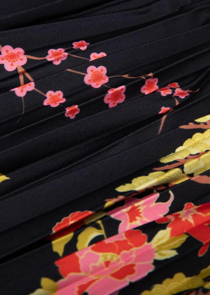 Blutsgeschwister Midi Skirt Sakura Swirls Black Women Skirts