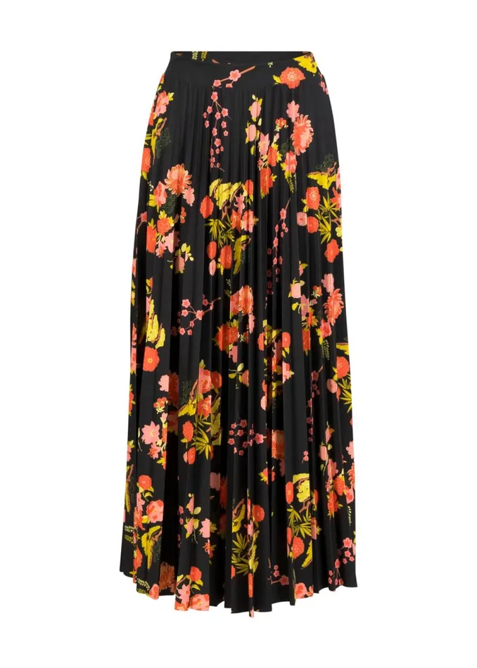 Blutsgeschwister Midi Skirt Sakura Swirls Black Women Skirts