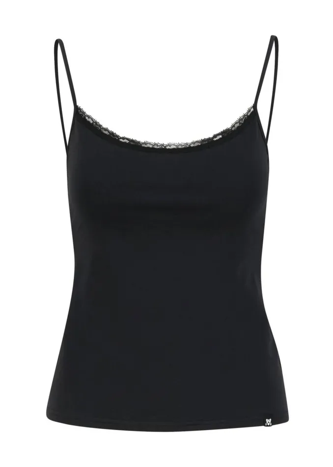 Blutsgeschwister Sleeveless Top Pretty Spaghetti Black Women Tops