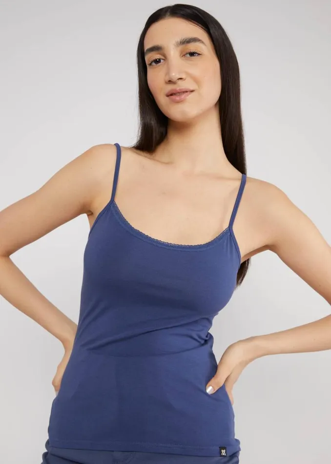 Blutsgeschwister Sleeveless Top Pretty Spaghetti Blue Women Tops
