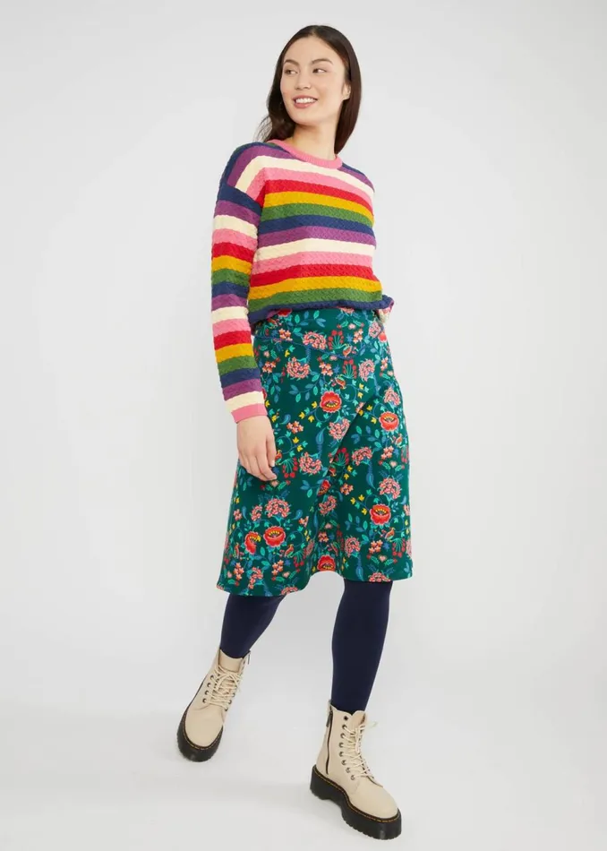 Blutsgeschwister Sweat Skirt Rosegarden Swing Green Women Skirts