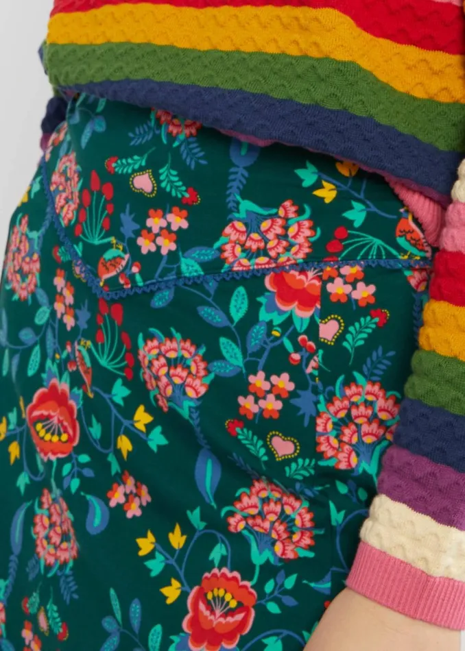 Blutsgeschwister Sweat Skirt Rosegarden Swing Green Women Skirts