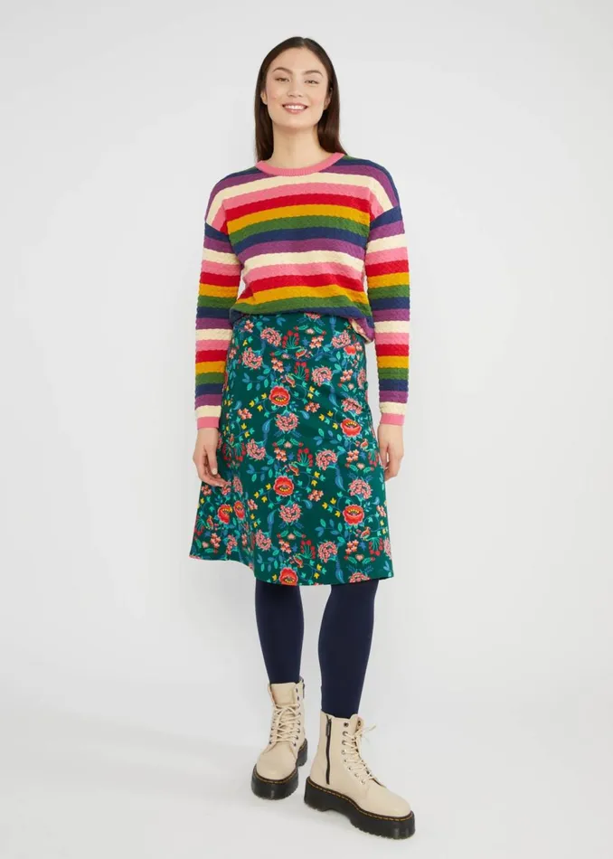 Blutsgeschwister Sweat Skirt Rosegarden Swing Green Women Skirts