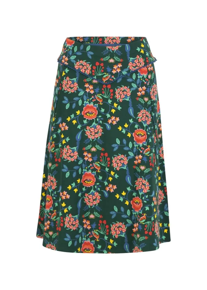 Blutsgeschwister Sweat Skirt Rosegarden Swing Green Women Skirts