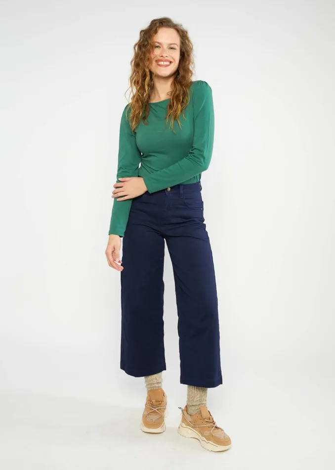 Blutsgeschwister Trousers High Waist Culotte Blue Women Trousers