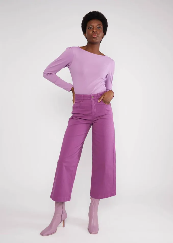 Blutsgeschwister Trousers High Waist Culotte Purple Women Trousers