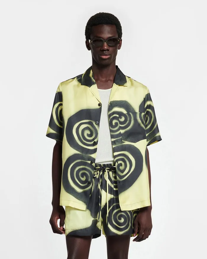 Bodil Printed SilkTwill Shirt Spiral Spray Men Nanushka Tops