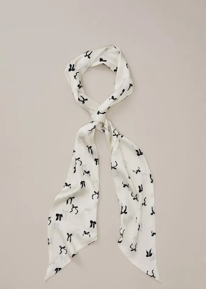 Bow Print Skinny Scarf Blackivory Women Phase Eight Scarves