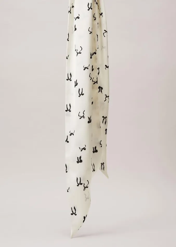 Bow Print Skinny Scarf Blackivory Women Phase Eight Scarves