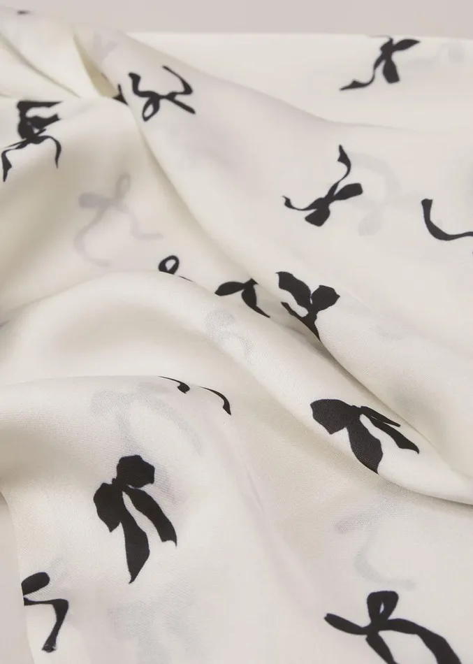 Bow Print Skinny Scarf Blackivory Women Phase Eight Scarves
