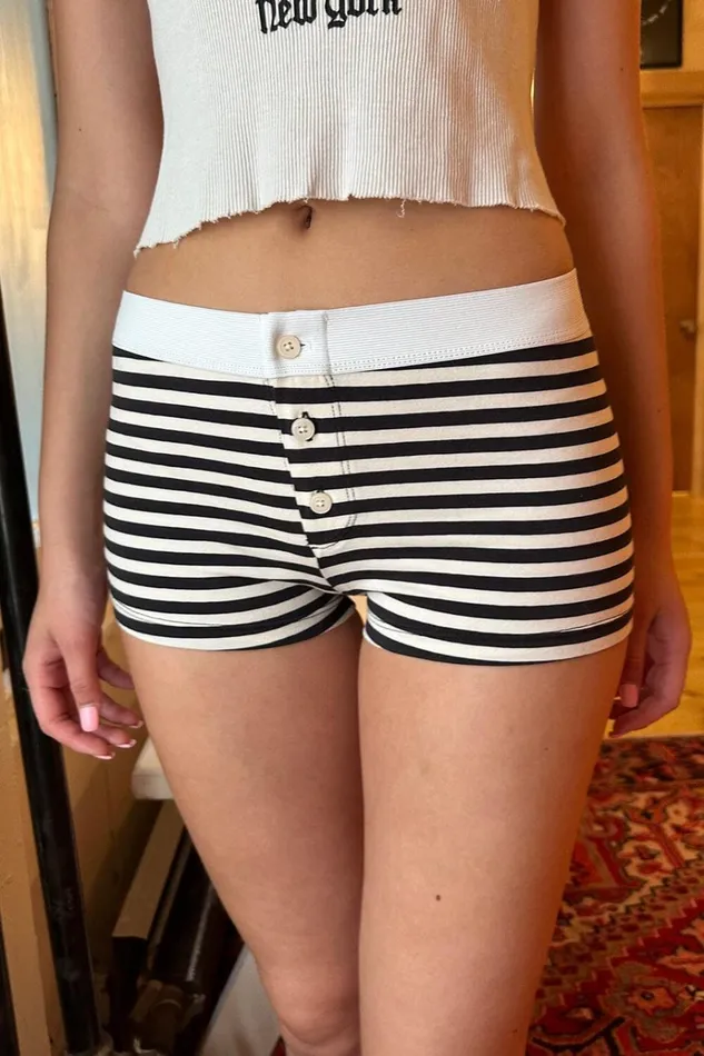Boy Short Stripe Underwear White And Black Stripe Women Brandy Melville Stripes