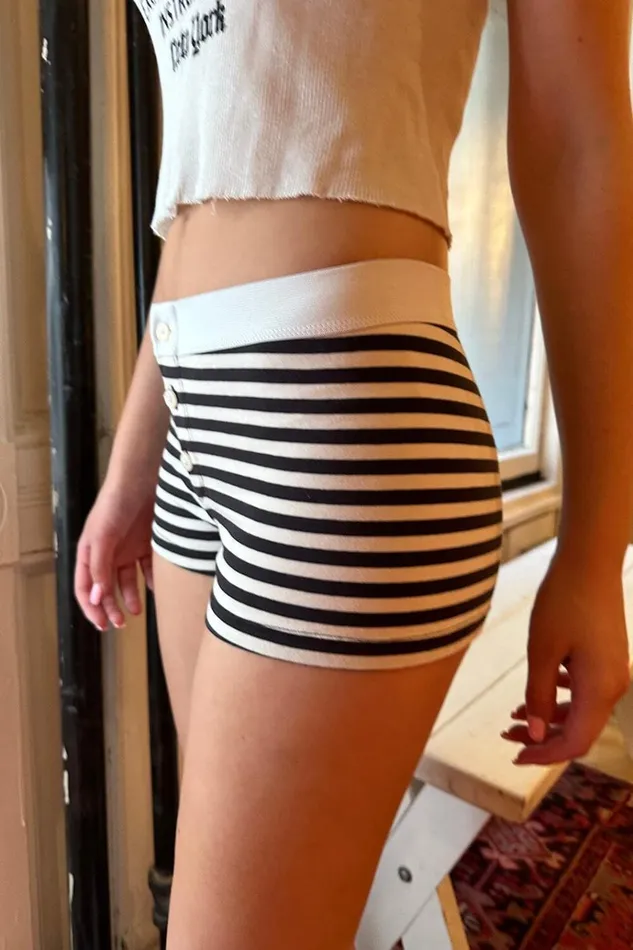 Boy Short Stripe Underwear White And Black Stripe Women Brandy Melville Stripes
