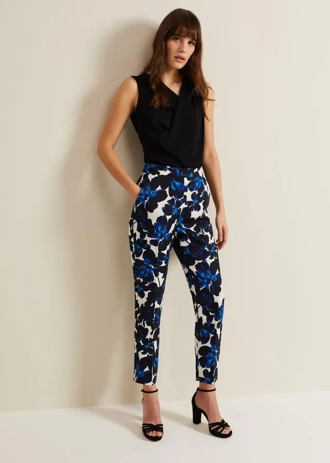 Caddie Floral Suit Trousers Blue Women Phase Eight Trousers