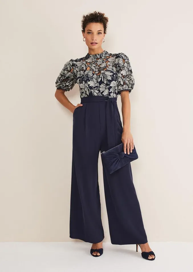 Caitlyn Lace Jumpsuit Navyivory Women Phase Eight Dresses