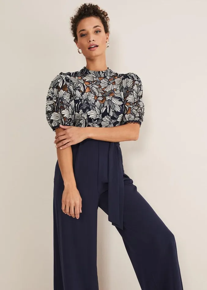 Caitlyn Lace Jumpsuit Navyivory Women Phase Eight Dresses