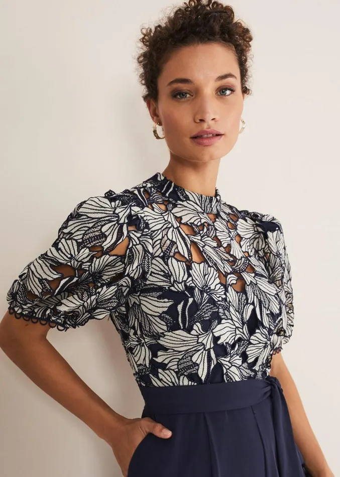Caitlyn Lace Jumpsuit Navyivory Women Phase Eight Dresses