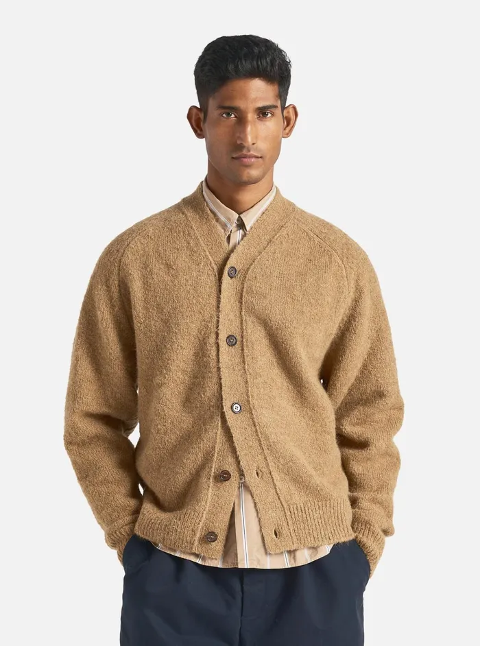 Cardigans Men Universal Works Universal Works David Cardigan In Sand Alpaca Knit