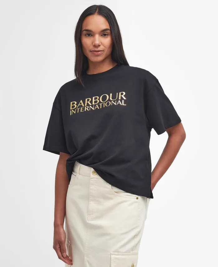 Carla Logo TShirt Light Stone Women Barbour TShirts