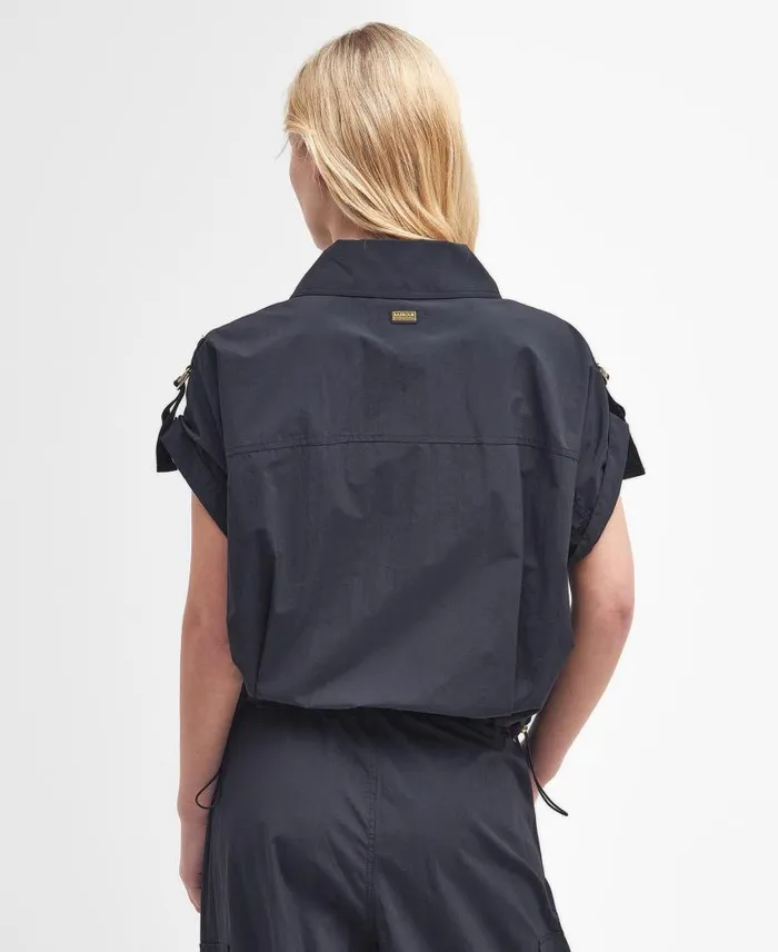Carla Oversized ShortSleeved Shirt Classic Black Women Barbour Shirts and Blouses