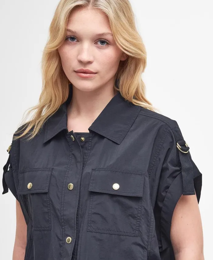 Carla Oversized ShortSleeved Shirt Classic Black Women Barbour Shirts and Blouses