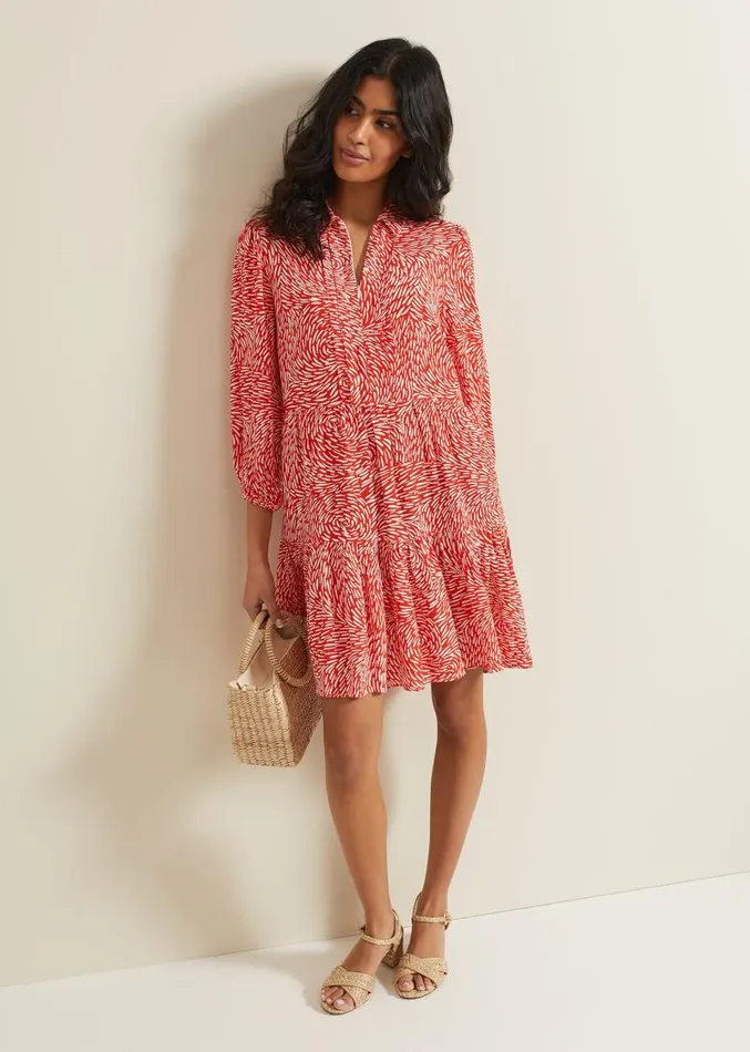 Carrie Abstract Swing Dress Red Women Phase Eight Dresses
