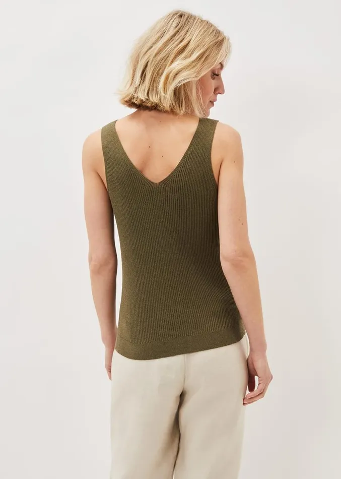 Caryl Ribbed Vest Top Khaki Women Phase Eight Tops and TShirts