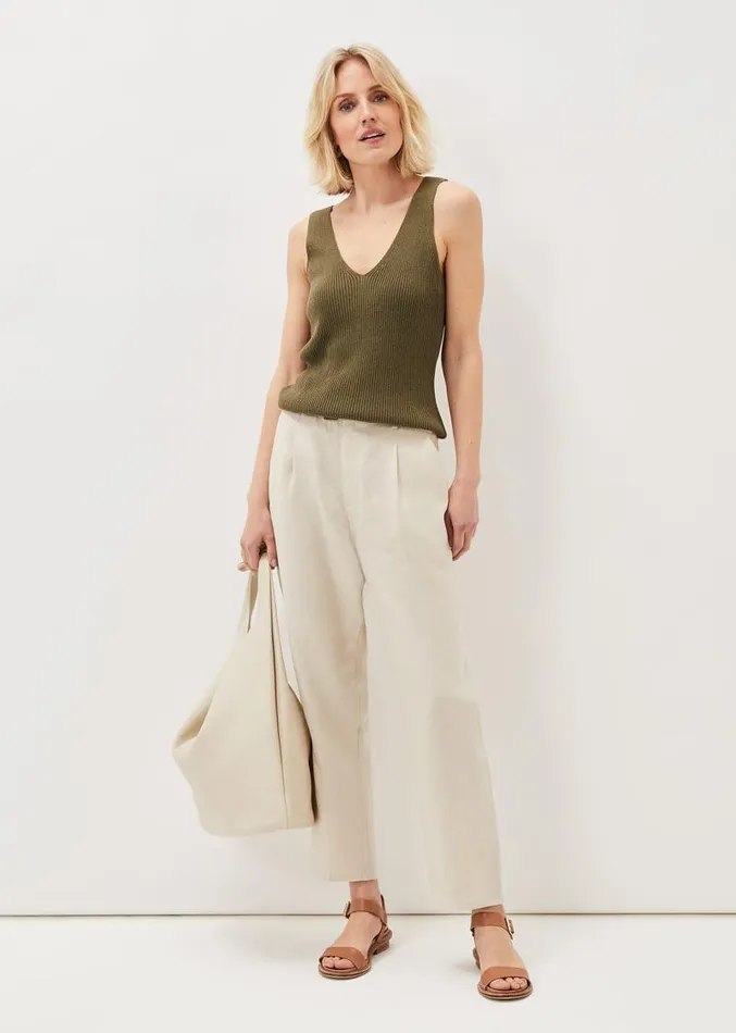 Caryl Ribbed Vest Top Khaki Women Phase Eight Tops and TShirts